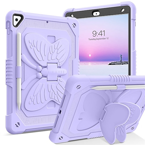 

Tablet Case Cover For Apple iPad 10.2'' 9th 8th 7th iPad Air 5th 4th iPad mini 6th 2021 2020 iPad Pro 11'' 3rd Pencil Holder Armor Defender Rugged Protective with Stand Butterfly Solid Colored Silica