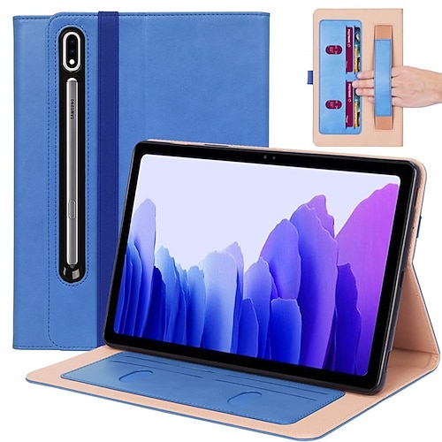 

Multi-Angle Business Cover Built in Pocket Hand Strap with Auto Wake/Sleep Case for Samsung Galaxy Tab S7 11'' SM-T870 T875 Blue