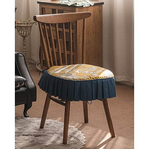 

Ruffled Chair Cushion with Ties Comfortable Thick Kitchen Dining Chair Pad Seat Cushion with Removable Cotton Cover