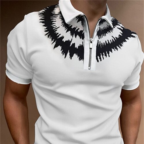 

Men's Collar Polo Shirt Golf Shirt Quarter Zip Polo Graphic Turndown White Casual Daily Short Sleeve Zipper Clothing Apparel Sports Fashion Casual Comfortable