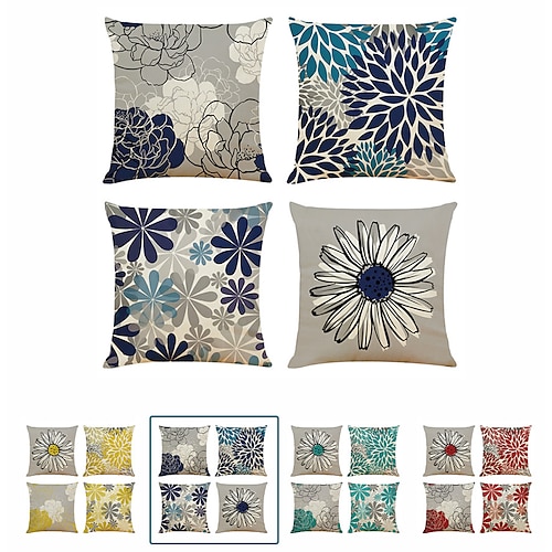 

Floral Double Side Cushion Cover 4PC Soft Decorative Square Throw Pillow Cover Cushion Case Pillowcase for Bedroom Livingroom Superior Quality Machine Washable Outdoor Indoor Cushion for Sofa Couch Bed Chair