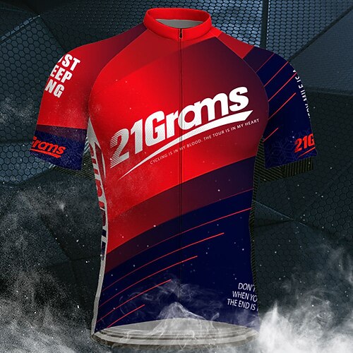 

21Grams Men's Cycling Jersey Short Sleeve Bike Top with 3 Rear Pockets Mountain Bike MTB Road Bike Cycling Breathable Quick Dry Moisture Wicking Reflective Strips Green Yellow Sky Blue Polyester
