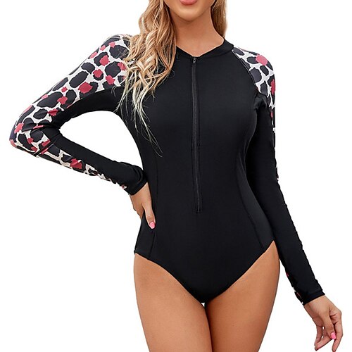 

Mujer Bañadores Lycra Buceo Normal Traje de baño Espalda Abierta Cremallera Empalme Bloque de color Flor Negro Azul Piscina Gris Rosa Cuello Alto Trajes de baño Deportes Vacaciones Moda / Moderno