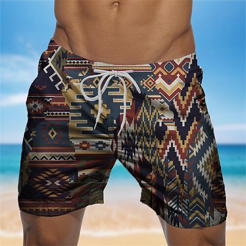 

Men's Swim Shorts Swim Trunks Board Shorts Beach Shorts Drawstring Elastic Waist Elastic Drawstring Design Graphic Geometric Print Breathable Quick Dry Short Casual Daily Holiday Streetwear Designer