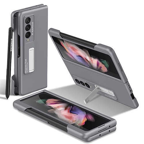 

telefon Etui Til Samsung Galaxy Fuldt etui Z Fold 3 Magnetisk Beskyttelse af kameralinser med penneholder Ensfarvet PC