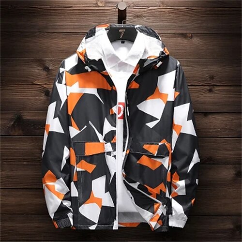 

Men's Winter Jacket Winter Coat Jacket Windproof Quick Dry Lightweight Daily Zipper Round Neck Casual Jacket Outerwear Camo / Camouflage Zip Front Blue Red White / Spring / Fall / Long Sleeve