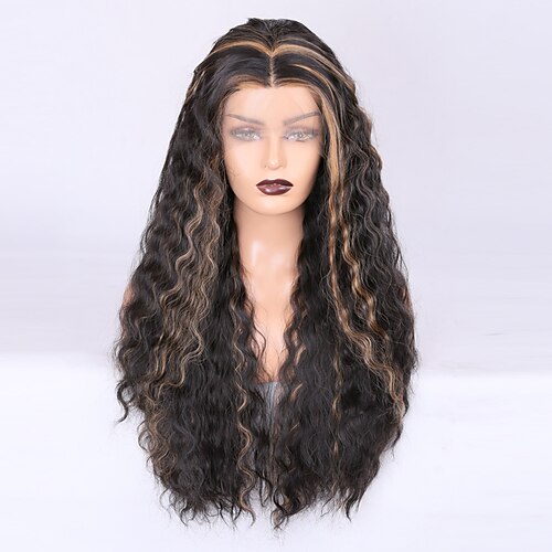 

Synthetic Lace Wig Curly Style 16-26 inch Mixed Color Middle Part 132.5 lace front Wig All Wig Black / Brown / Daily Wear / Party / Evening / Synthetic Hair