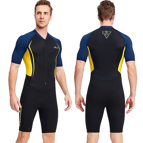 

Dive&Sail Men's Shorty Wetsuit 1.5mm SCR Neoprene Diving Suit UV Sun Protection Breathable Anatomic Design High Elasticity Short Sleeve Front Zip - Diving Scuba Patchwork Summer