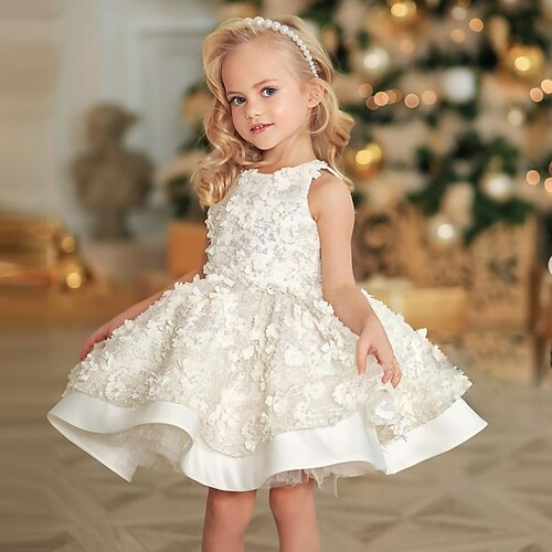 

FILLE Robe Trapèze Sans Manches Floral Fleur Graphique imprimé en 3D Robes Le style mignon Princesse Mi-long Coton Dentelle Robe Eté Enfants Occasion spéciale Anniversaire Standard Dentelle