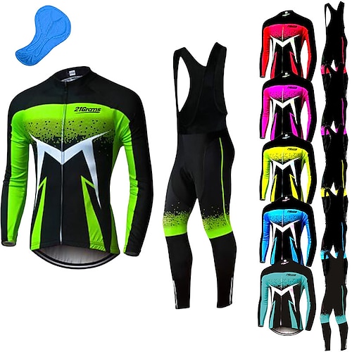 

21Grams Per uomo Maglia con salopette lunga da ciclismo Manica lunga Ciclismo da montagna Cicismo su strada Borgogna Blu Reale Rosso Bicicletta Completo tuta Resistente ai raggi UV Asciugatura rapida