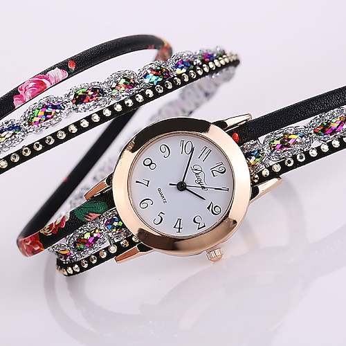 

Luxury Watches Women Flower Popular Quartz Diamond Leather Bracelet Female Ladies Gemstone Dress Wrist Watch Quartz Watch for Women Analog Quartz Alloy