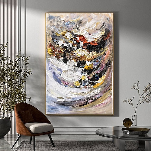 

Oil Painting Hand Painted Horizontal Panoramic Abstract Landscape Modern Rolled Canvas (No Frame)