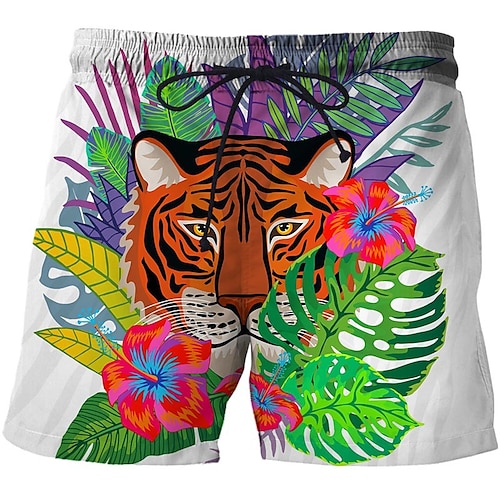 

Men's Casual Fashion Shorts Beach Shorts 3D Print Elastic Drawstring Design Knee Length Pants Daily Holiday Micro-elastic Graphic Leaf Comfort Soft Mid Waist Blue White Black Pink M L XL XXL 3XL