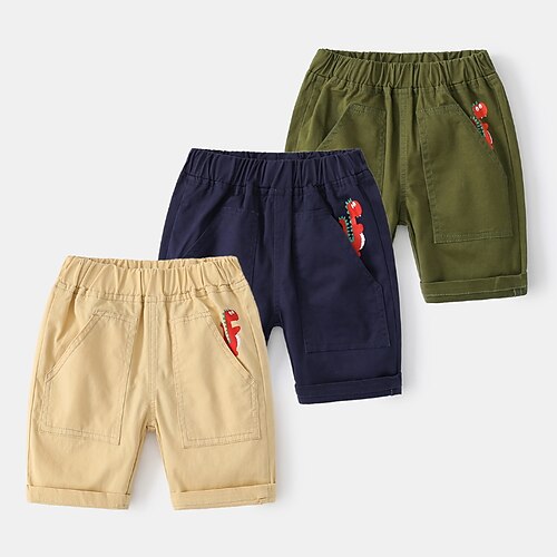 

Kids Boys Shorts Animal Active Casual Cotton 2-8 Years Fall Army Green Khaki Navy Blue