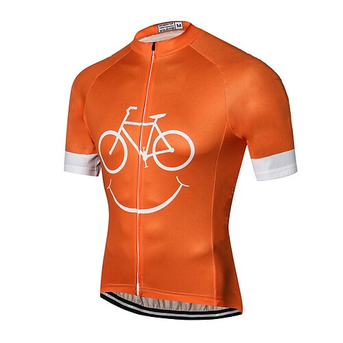 

CAWANFLY Men's Cycling Jersey Short Sleeve Bike Tee Tshirt Jersey Top with 3 Rear Pockets Road Bike Cycling Anti-Slip Sunscreen UV Resistant Cycling Black Yellow Orange Polyester Sports Clothing