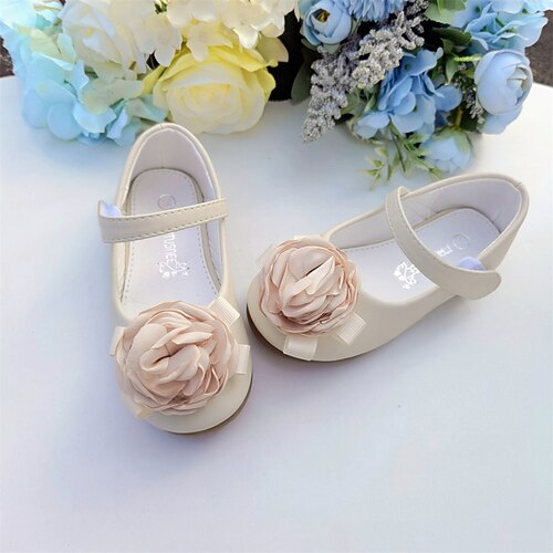 

Girls' Flats Flower Girl Shoes Microfiber Little Kids(4-7ys) Wedding Evening Party Flower Pink Ivory Fall Spring