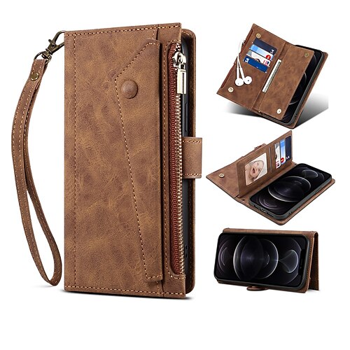 

Phone Case For Apple Full Body Case iPhone 14 Pro Max 14 Plus 13 12 11 Pro Max Mini X XR XS Wallet Card Holder Flip Solid Colored TPU PU Leather