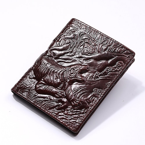 

Homme Portefeuille Cuir de Vachette Extérieur du quotidien Fermeture Relief Marron Sapin