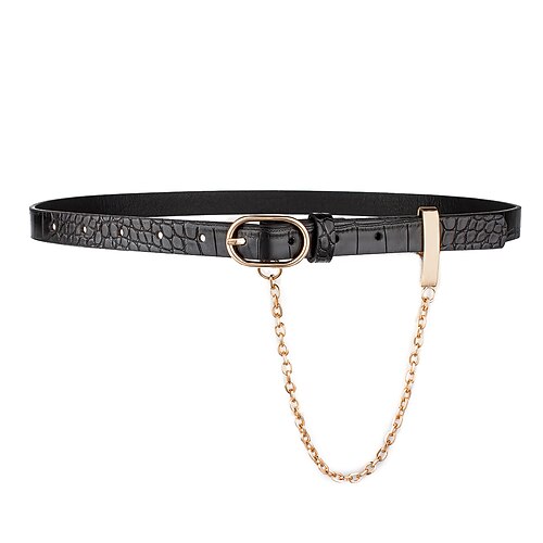 

Women's PU Buckle Belt Chain Belt PU Leather Metal Chain Metal Bucke Geometric Chain Classic Cowboy Party Wedding Black