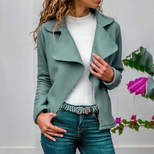 

Women's Casual Jacket Outdoor Street Daily Spring Fall Regular Coat Loose Fit Windproof Warm Streetwear Casual Jacket Long Sleeve Solid Color Stylish Green Light gray Dark Gray