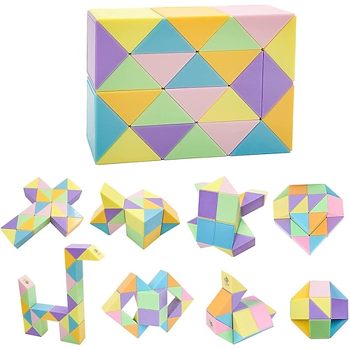 

Toy Cube Twist Puzzle 24 Wedges, Large Size Macaron Magic Snake Toy Brain Teaser Stocking Stuffers Party Favors Game Goodie Bags Fillers for Teenagers Adults Teens