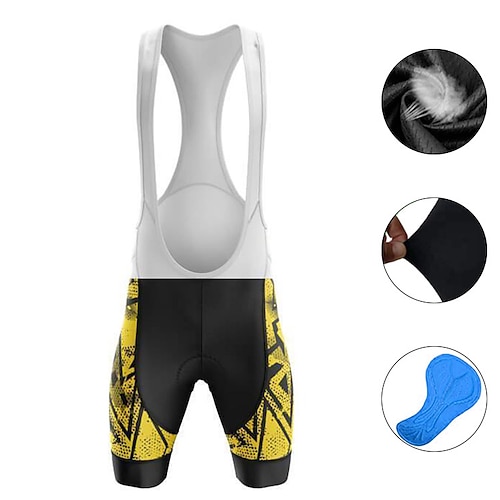 

21Grams Men's Cycling Bib Shorts Bike Bib Shorts Mountain Bike MTB Road Bike Cycling Sports Graffiti 3D Pad Cycling Breathable Quick Dry Yellow Polyester Spandex Clothing Apparel Bike Wear / Stretchy