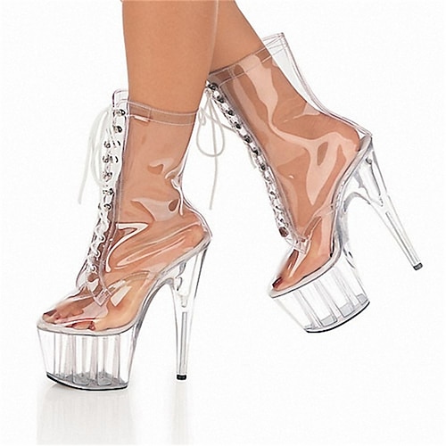 

Damen Stiefel Klare Schuhe Stripper Stiefel Sandalen Stiefel Sommerstiefel Täglich Strand Stiefeletten Stiefeletten Pumps Runde Zehe Geschlossene Spitze PU Leder Reißverschluss Einfarbig Klar