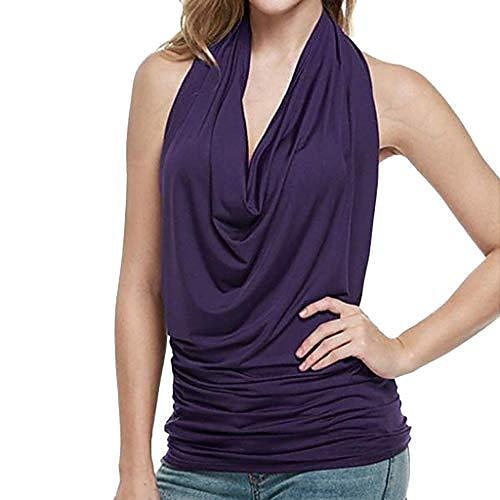 

Women's Tank Top Leopard Purple Wine Plain Sleeveless Casual Holiday Basic Vintage Casual Halter Neck S