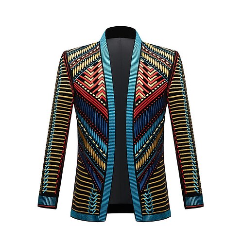 

Herre Elegant Blazer Normal Regulær Stribet Regnbue 2023