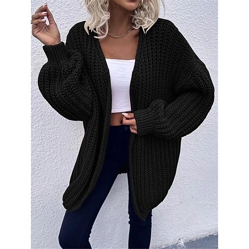 

Women's Cardigan Sweater Jumper Knit Knitted Pure Color Open Front Stylish Casual Outdoor Daily Spring Summer Pink Khaki S M L / Long Sleeve / Holiday / Regular Fit / Going out