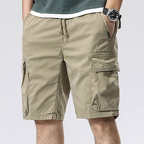 

Men's Cargo Shorts Hiking Shorts Military Summer Outdoor 10"" Ripstop Breathable Quick Dry Lightweight Bottoms Knee Length Drawstring Elastic Waist Green Grey Cotton Hunting Fishing Climbing 29 30 31