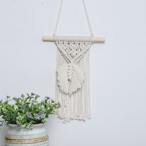 

Cotton Hand Woven Tapestry One Leaf Solitary Boat Nordic Style Living Room Bedroom Wall Decoration Pendant