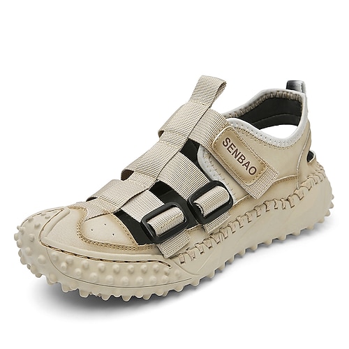 

Men's Sandals Fisherman Sandals Comfort Sandals Casual Beach Daily Faux Leather Black Gray Brown Spring