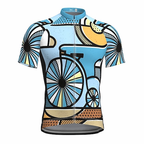 

21Grams Men's Cycling Jersey Short Sleeve Bike Top with 3 Rear Pockets Mountain Bike MTB Road Bike Cycling Breathable Quick Dry Moisture Wicking Reflective Strips Blue Polyester Spandex Sports