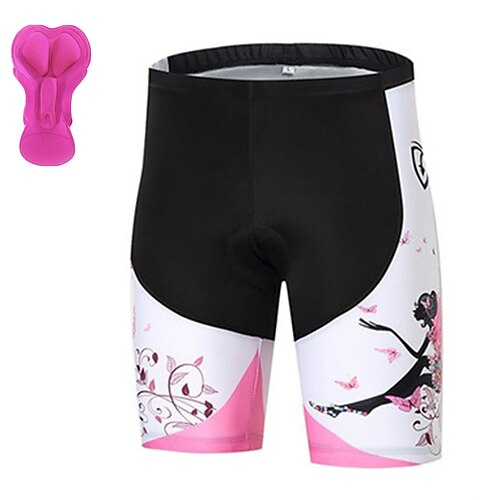 

21Grams Women's Bike Shorts Cycling Shorts Bike Padded Shorts / Chamois Bottoms Mountain Bike MTB Road Bike Cycling Sports Floral Botanical 3D Pad Cycling Breathable Quick Dry White Polyester Spandex