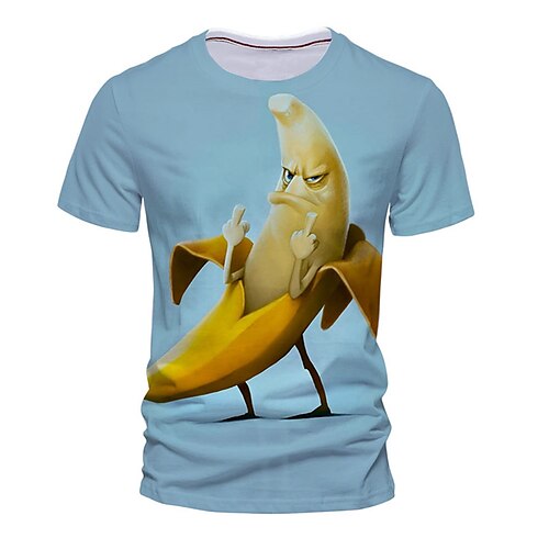 

Men's Unisex T shirt Tee Fruit Graphic Prints Crew Neck Blue Gray 3D Print Outdoor Street Short Sleeve Print Clothing Apparel Sports Designer Casual Big and Tall / Summer / Summer