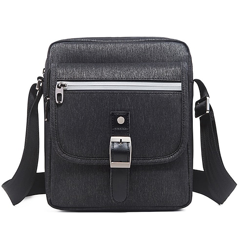 

Men's Crossbody Bag Oxford Cloth Zipper Solid Color Quilted Daily Going out Black Dark Gray