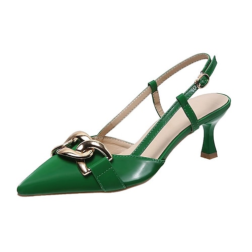 

Women's Sandals Daily Plus Size Summer Pumps Pointed Toe Elegant Casual Faux Leather Loafer Solid Colored Almond Black Green