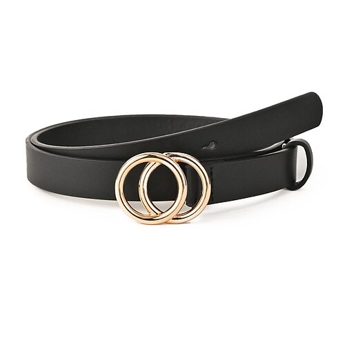 

Women's PU Buckle Belt PU Leather Prong Buckle O-ring Classic Cowboy Daily Black
