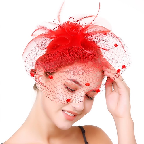 

Artificial feather / Fabrics Fascinators / Hair Accessory with Lace / Tulle 1 PC Kentucky Derby / Ladies Day / Melbourne Cup Headpiece