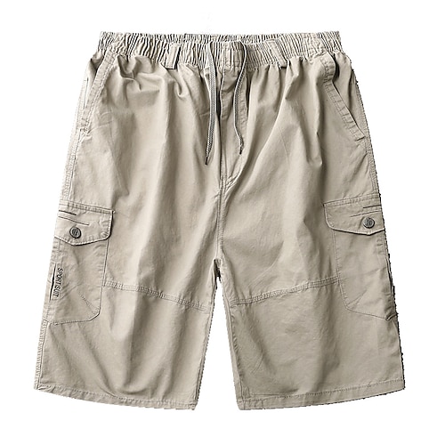 

Herren Cargo Shorts Kurze Hosen Baggy Shorts Kurze Hosen Elastische Taille Mehrere Taschen Feste Farbe Komfort Atmungsaktiv Knielänge Sport in der Natur Täglich 100% Baumwolle Stilvoll Casual