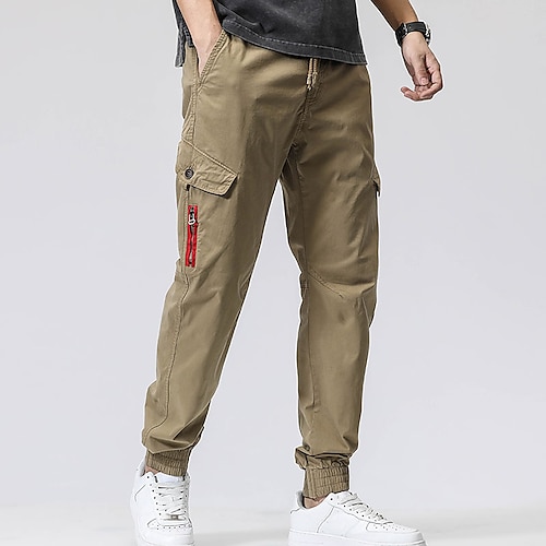 

Men's Cargo Pants Hiking Pants Trousers Work Pants Military Summer Outdoor Ripstop Breathable Quick Dry Zipper Pocket Bottoms 6 Pockets Drawstring Beam Foot Elastic Waist Black Green Cotton Hunting