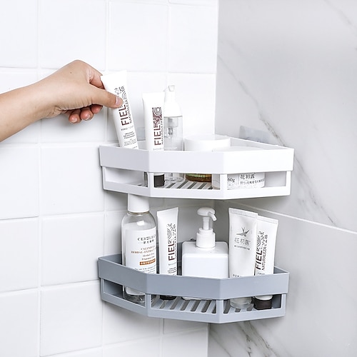 

Kitchen Corner Storage Rack Wall Storage Rack Shower Storage Rack Shampoo Storage Rack Home Bathroom Rack Corner Storage Rack Toilet Wash Bathroom Traceless Wall Mount Triangle Storage Rack