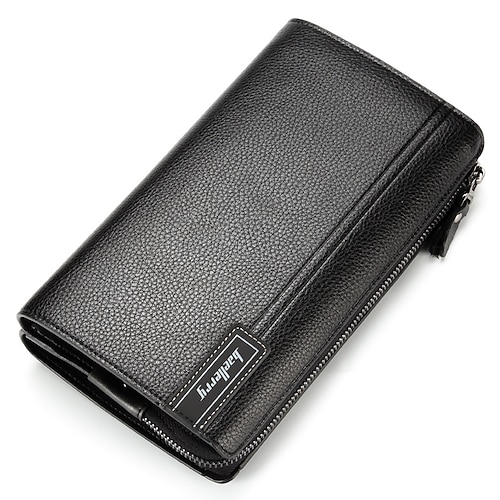 

Men's Wallet PU Leather Embossed Solid Color Daily Office Career Black Dark Coffee