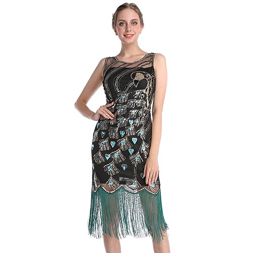 

Der große Gatsby Charleston Brüllen 20s 1920s Cocktailkleid Vintage-Kleid Flapper Kleid Ballkleid Damen Pailletten Quaste Kostüm Jahrgang Cosplay Veranstaltung / Fest Festival Ärmellos Kleid