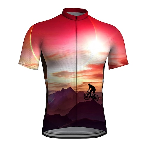 

21Grams Men's Cycling Jersey Short Sleeve Bike Top with 3 Rear Pockets Mountain Bike MTB Road Bike Cycling Breathable Quick Dry Moisture Wicking Reflective Strips Green Yellow Red Graphic 3D