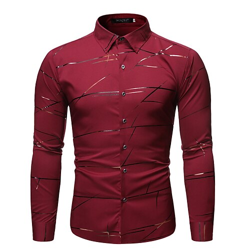 

Men's Vintage Shirt Regular Fit Long Sleeve Square Neck Stripe Cotton Blend Black Burgundy Navy Blue 2022