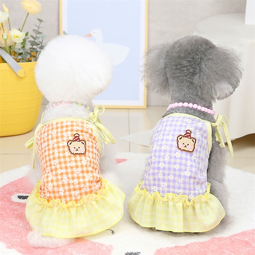 

Dog Cat Skirt Plaid / Check Animal Cute Sweet Dailywear Casual / Daily Dog Clothes Puppy Clothes Dog Outfits Soft Purple Orange Costume for Girl and Boy Dog Cotton XS S M L XL 2XL