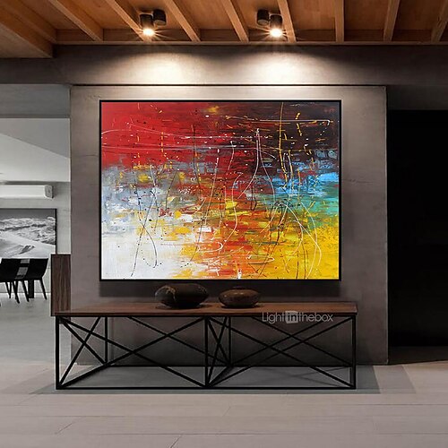 

Oil Painting Hand Painted Horizontal Panoramic Abstract Landscape Modern Stretched Canvas