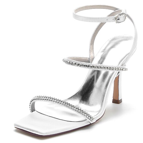 

Mulheres Sapatos De Casamento Sandálias de tira de tornozelo Casamento Festa Sandálias de casamento Verão Gliter com Brilho Salto Agulha Dedo Aberto Luxuoso Sensual Cetim Correia de Calcanhar Cor